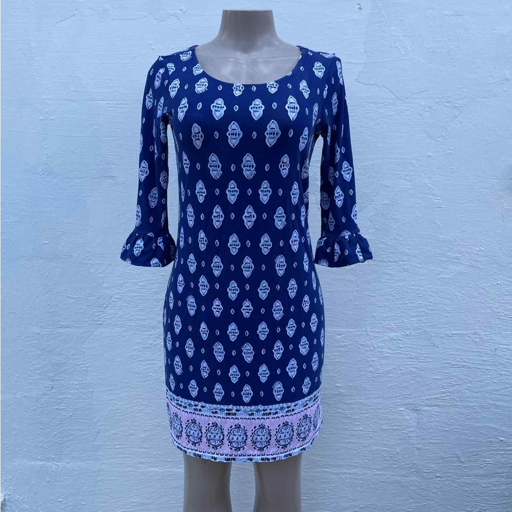 Lilly Pulitzer Navy and Pink Geometric Top
